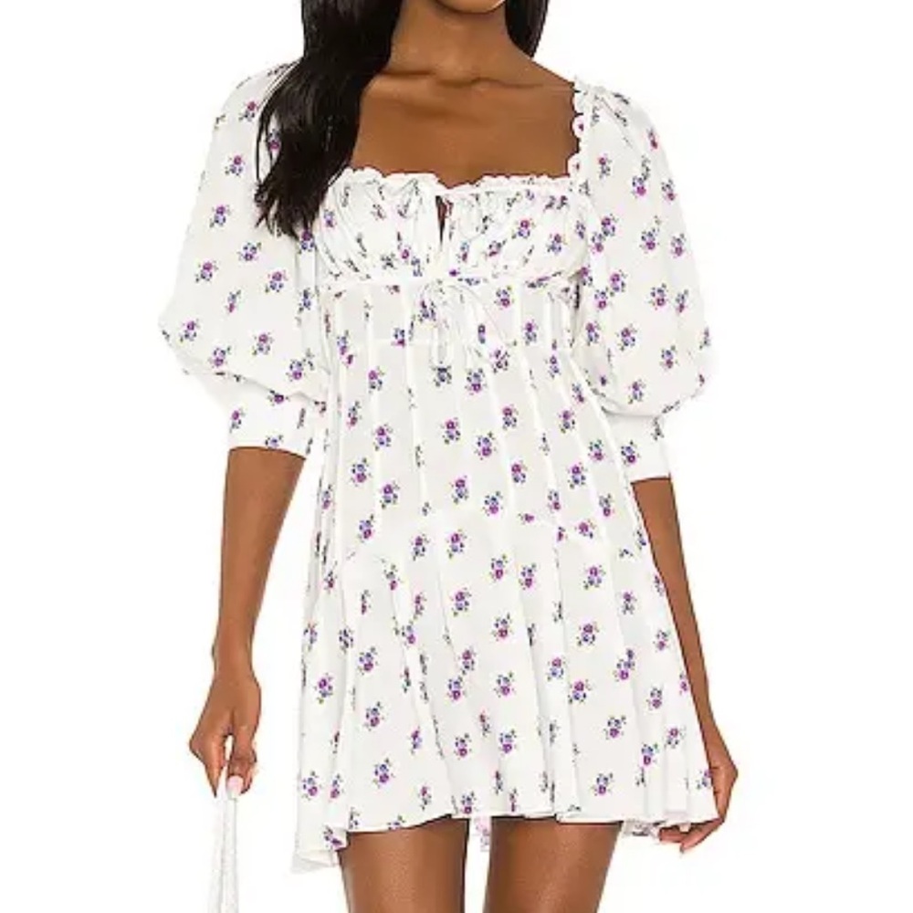 For Love And Lemons Viola dress / White and Purple Ruffled Tiered Sundress - Picture 5 of 8